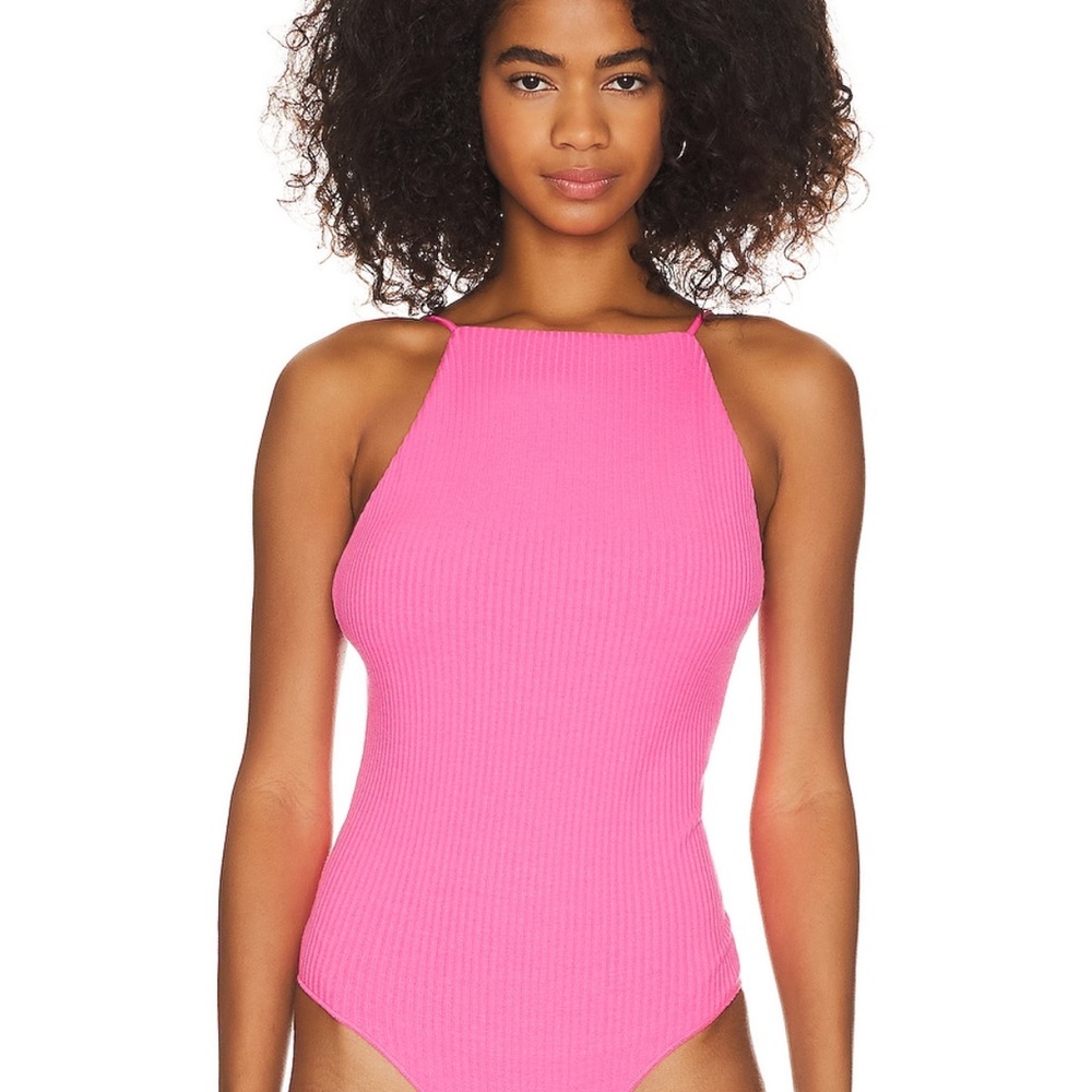 Pink Ribbed Halter Top - Picture 2 of 6
